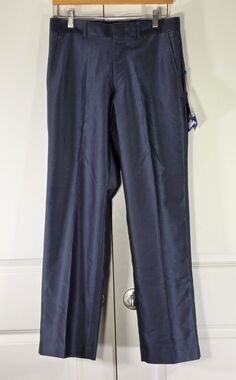 NWT Billy London UK Men 30x30 Slim Fit Dress Pants Navy Blue Flat Front Slacks